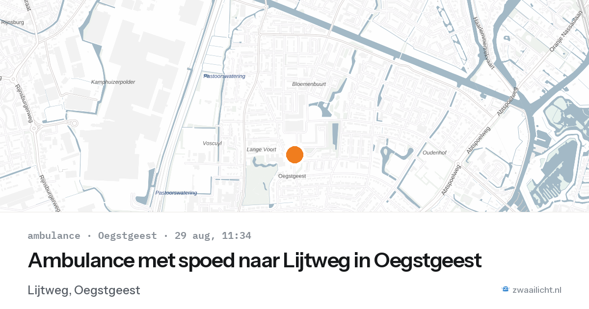 Ambulance met spoed naar Lijtweg in Oegstgeest — 29 aug 2026