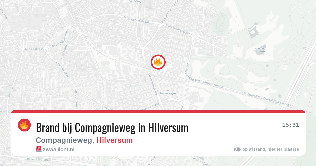 Brand bij Compagnieweg in Hilversum — 6 aug 2026