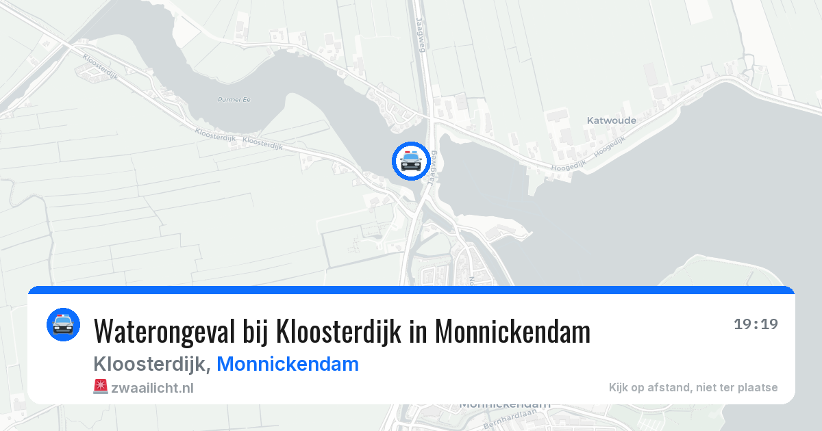 Waterongeval bij Kloosterdijk in Monnickendam — 5 jul 2026