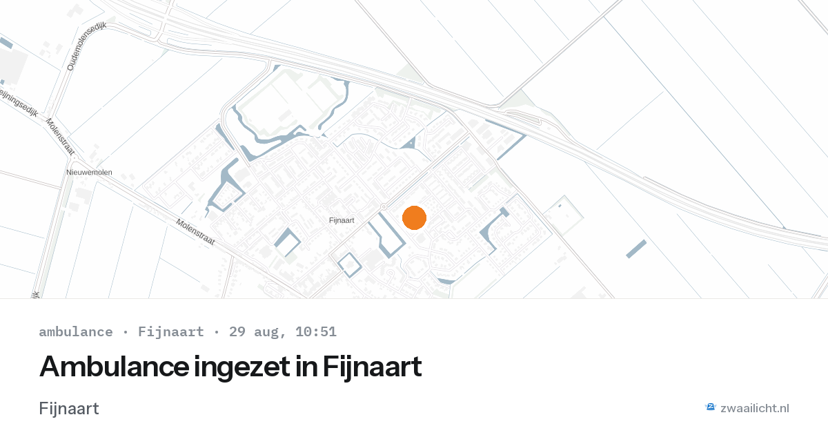 Ambulance ingezet in Fijnaart — 29 aug 2026