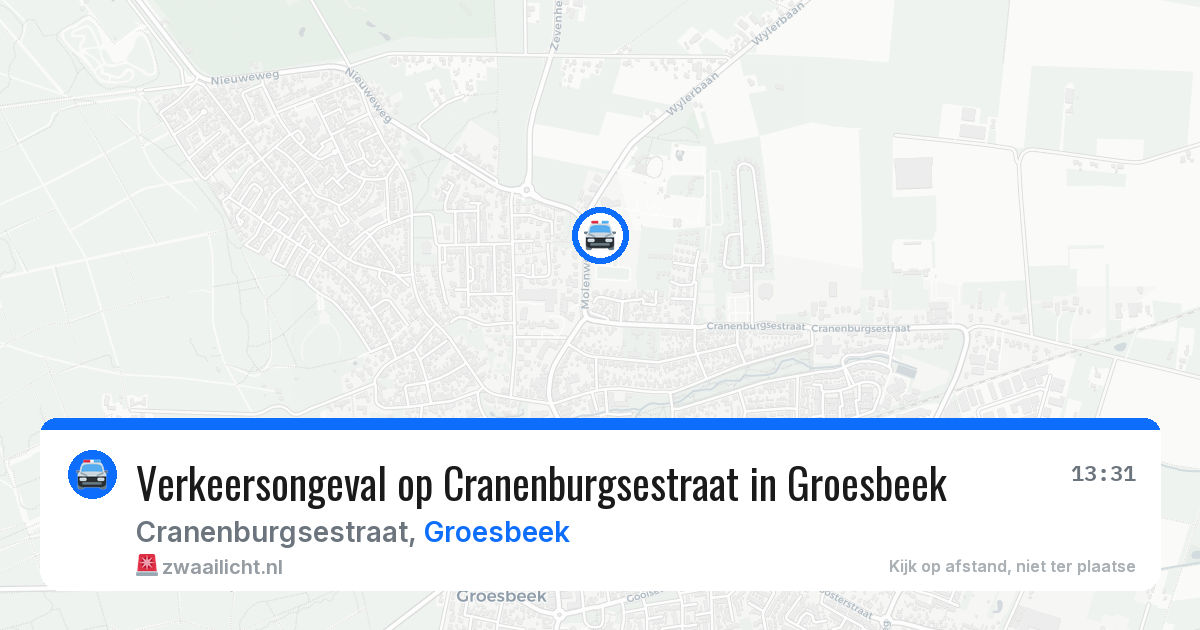 Verkeersongeval op Cranenburgsestraat in Groesbeek — 15 mrt 2026