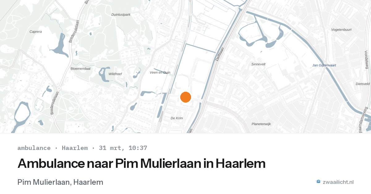 Ambulance naar Pim Mulierlaan in Haarlem — 31 mrt 2026