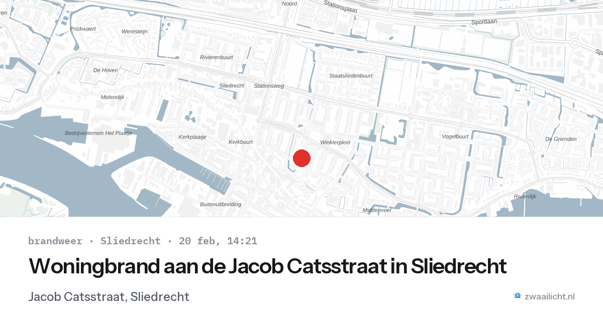 Woningbrand aan de Jacob Catsstraat in Sliedrecht — 20 feb 2026