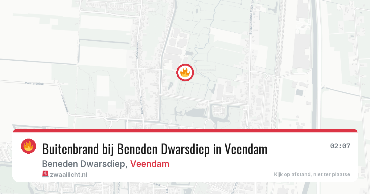 Buitenbrand bij Beneden Dwarsdiep in Veendam — 10 jun 2026
