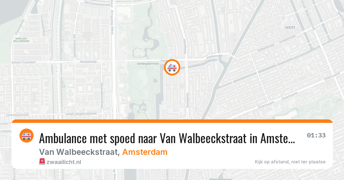 Ambulance met spoed naar Van Walbeeckstraat in Amsterdam — 8 mei 2026