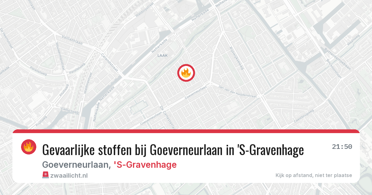 Gevaarlijke stoffen bij Goeverneurlaan in 'S-Gravenhage — 29 jul 2026