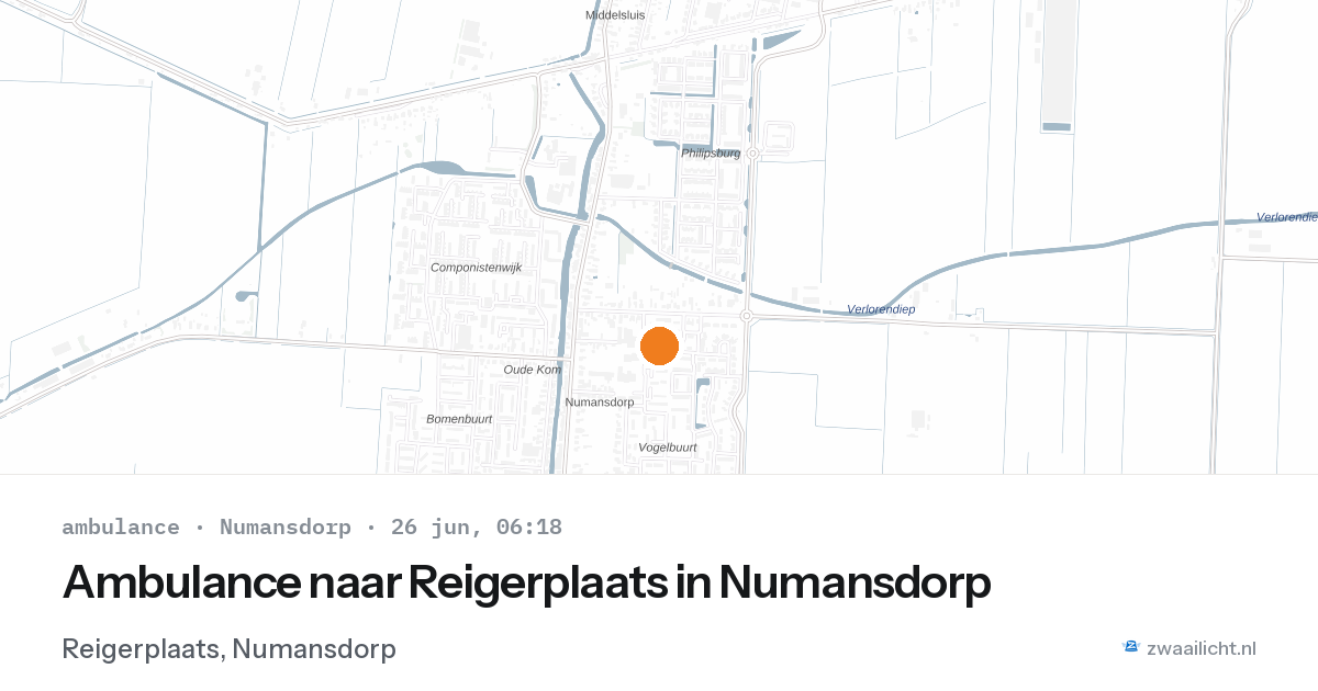 Ambulance naar Reigerplaats in Numansdorp — 26 jun 2026