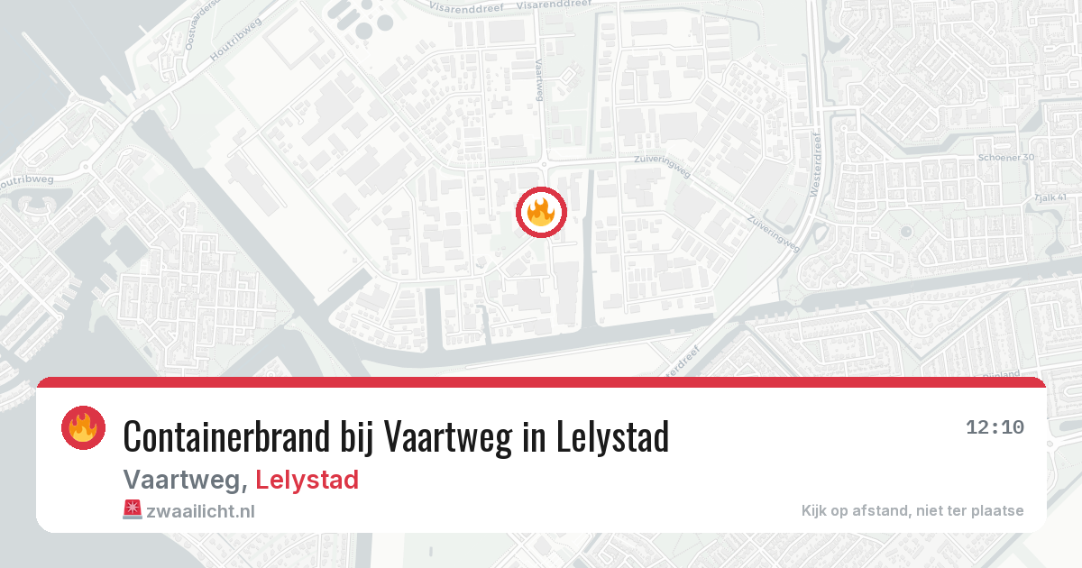 Containerbrand bij Vaartweg in Lelystad — 23 mrt 2026