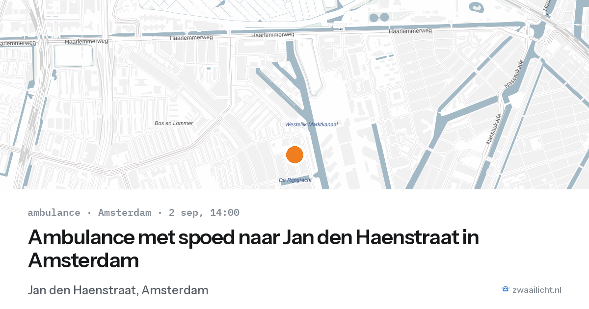 Ambulance met spoed naar Jan den Haenstraat in Amsterdam — 2 sep 2026