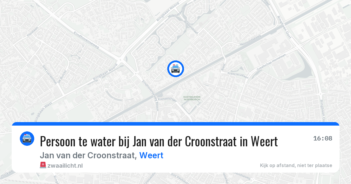 Persoon te water bij Jan van der Croonstraat in Weert — 13 aug 2026