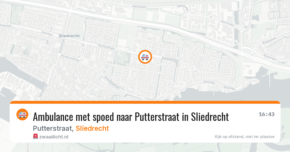 Ambulance met spoed naar Putterstraat in Sliedrecht — 5 jun 2026