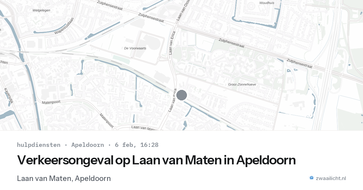 Verkeersongeval op Laan van Maten in Apeldoorn — 6 feb 2026