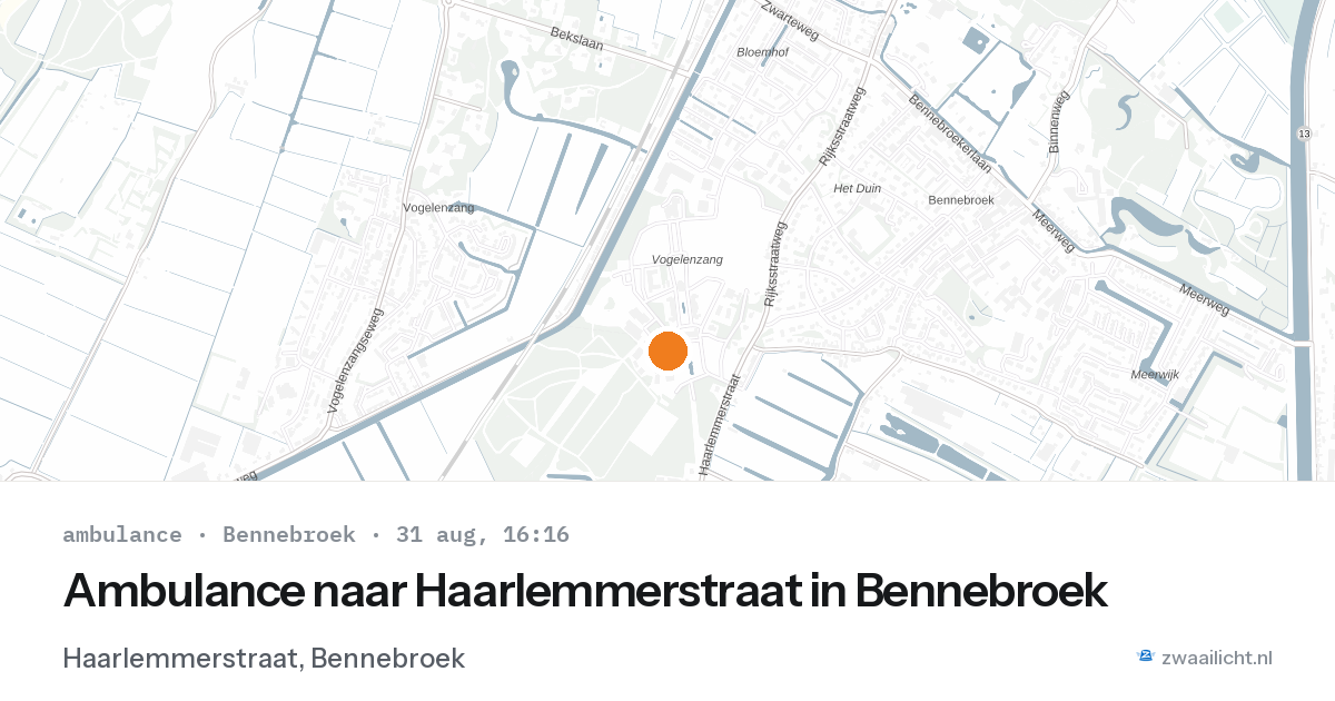 Ambulance naar Haarlemmerstraat in Bennebroek — 31 aug 2026