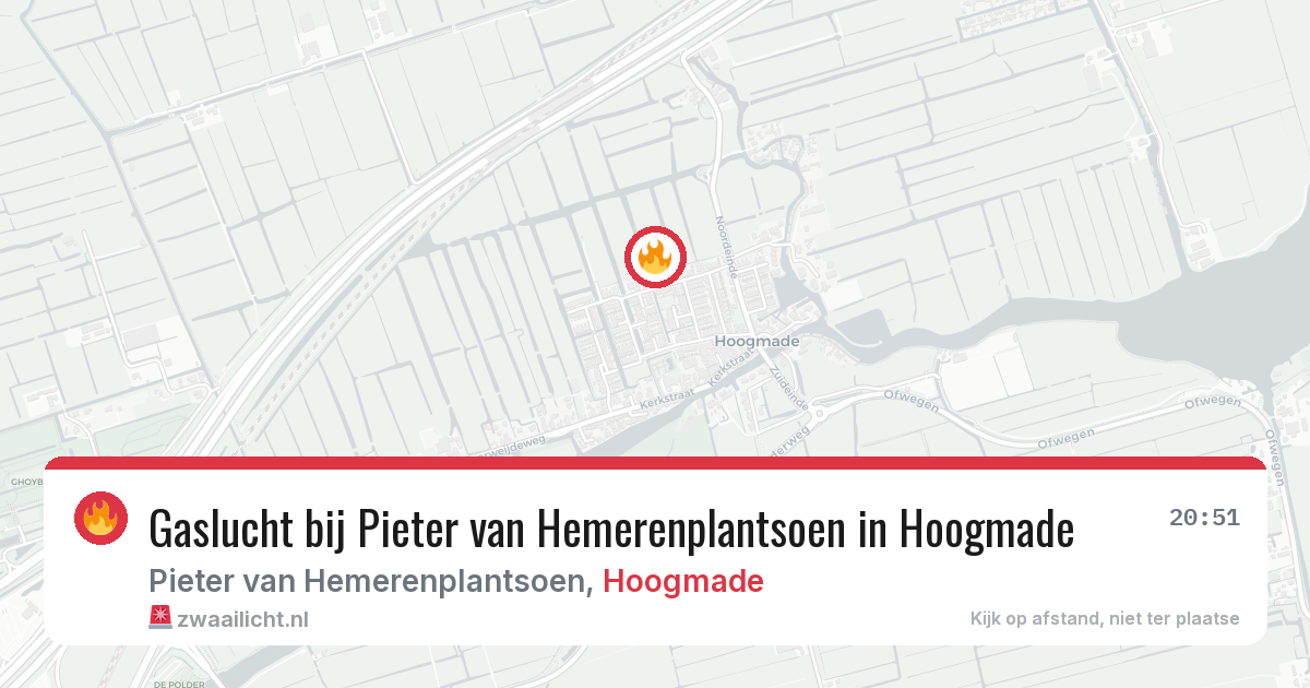 Gaslucht bij Pieter van Hemerenplantsoen in Hoogmade — 22 feb 2026