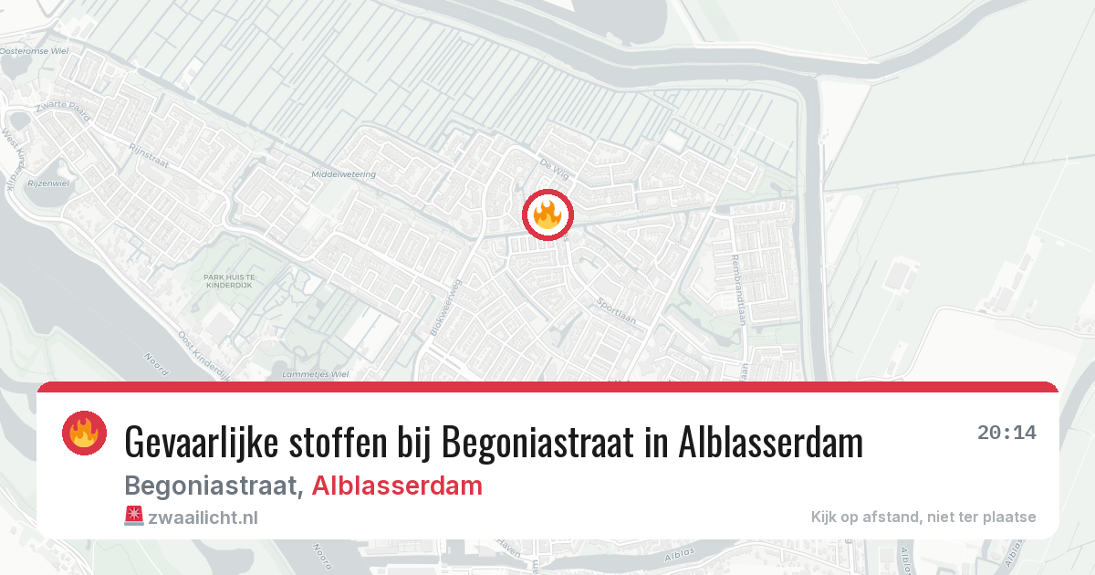 Gevaarlijke stoffen bij Begoniastraat in Alblasserdam — 29 jan 2026