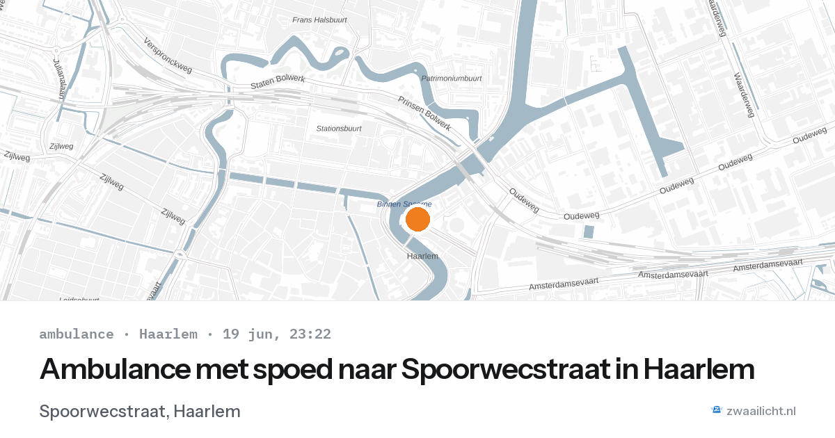 Ambulance met spoed naar Spoorwecstraat in Haarlem — 19 jun 2026