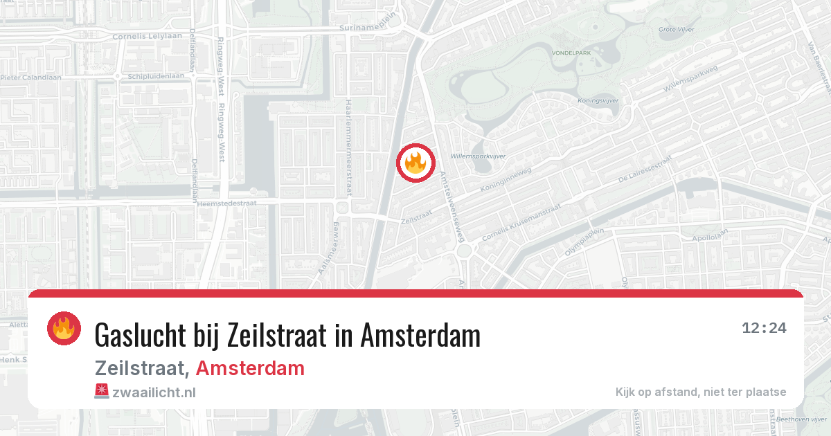 Gaslucht bij Zeilstraat in Amsterdam — 30 jun 2026