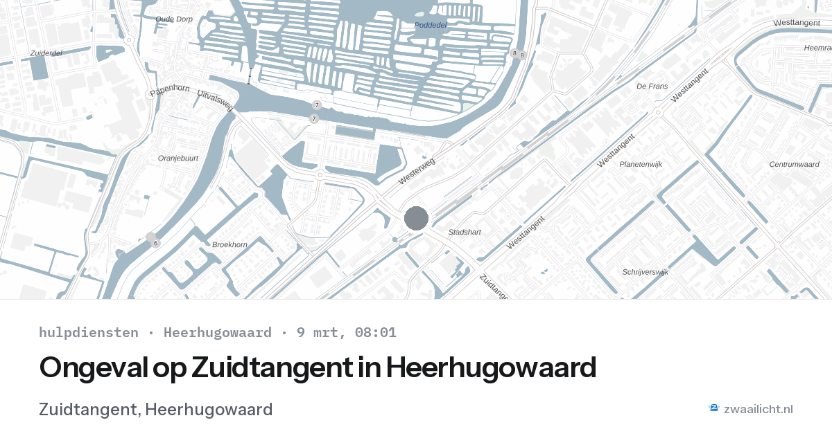 Ongeval op Zuidtangent in Heerhugowaard — 9 mrt 2026