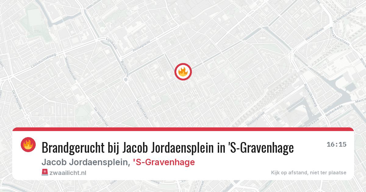 Brandgerucht bij Jacob Jordaensplein in 'S-Gravenhage — 27 jun 2026