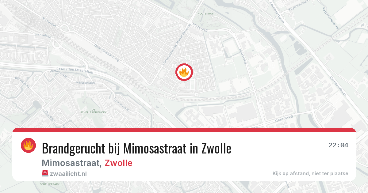 Brandgerucht bij Mimosastraat in Zwolle — 13 aug 2026