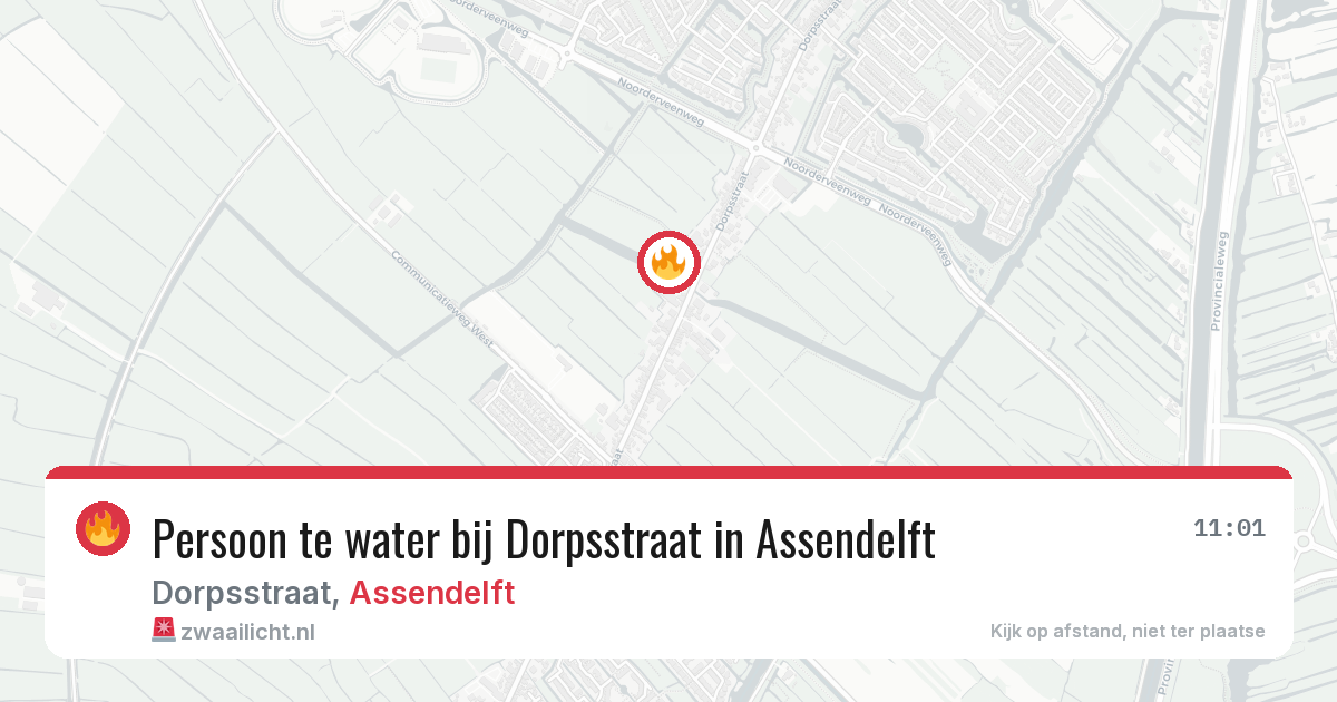 Persoon te water bij Dorpsstraat in Assendelft — 6 jul 2026