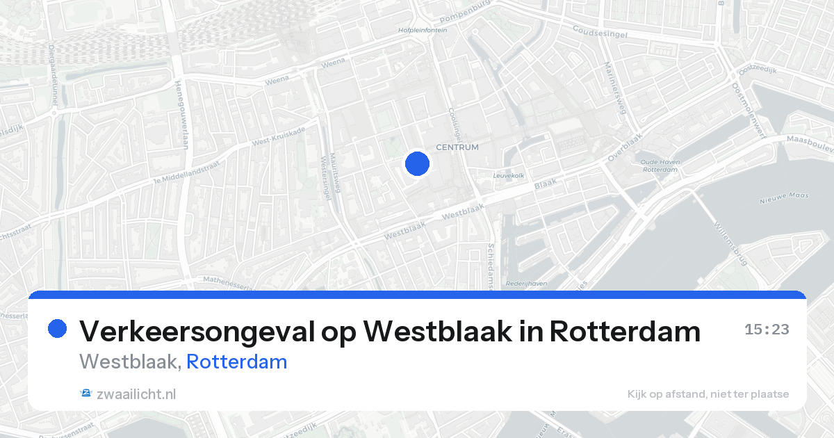 Verkeersongeval op Westblaak in Rotterdam — 16 aug 2026