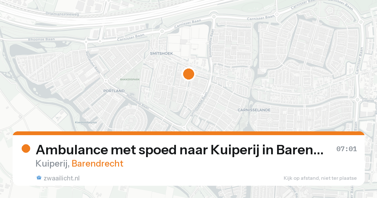 Ambulance met spoed naar Kuiperij in Barendrecht — 20 aug 2026