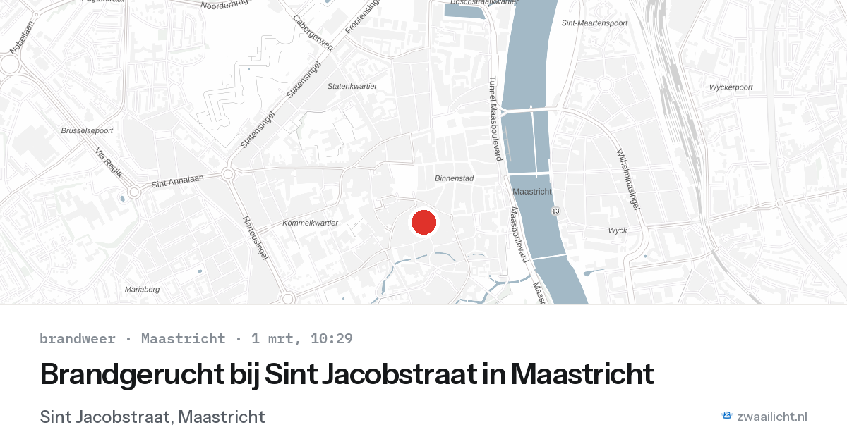 Brandgerucht bij Sint Jacobstraat in Maastricht — 1 mrt 2026