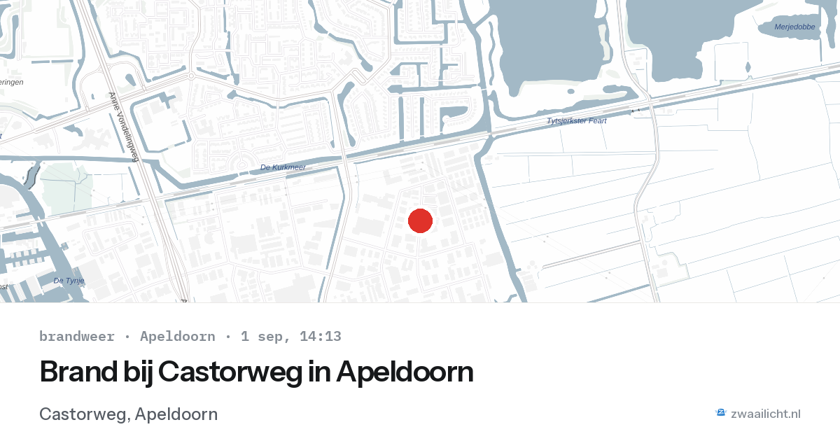 Brand bij Castorweg in Apeldoorn — 1 sep 2026