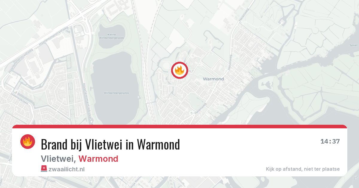 Brand bij Vlietwei in Warmond — 15 mei 2026