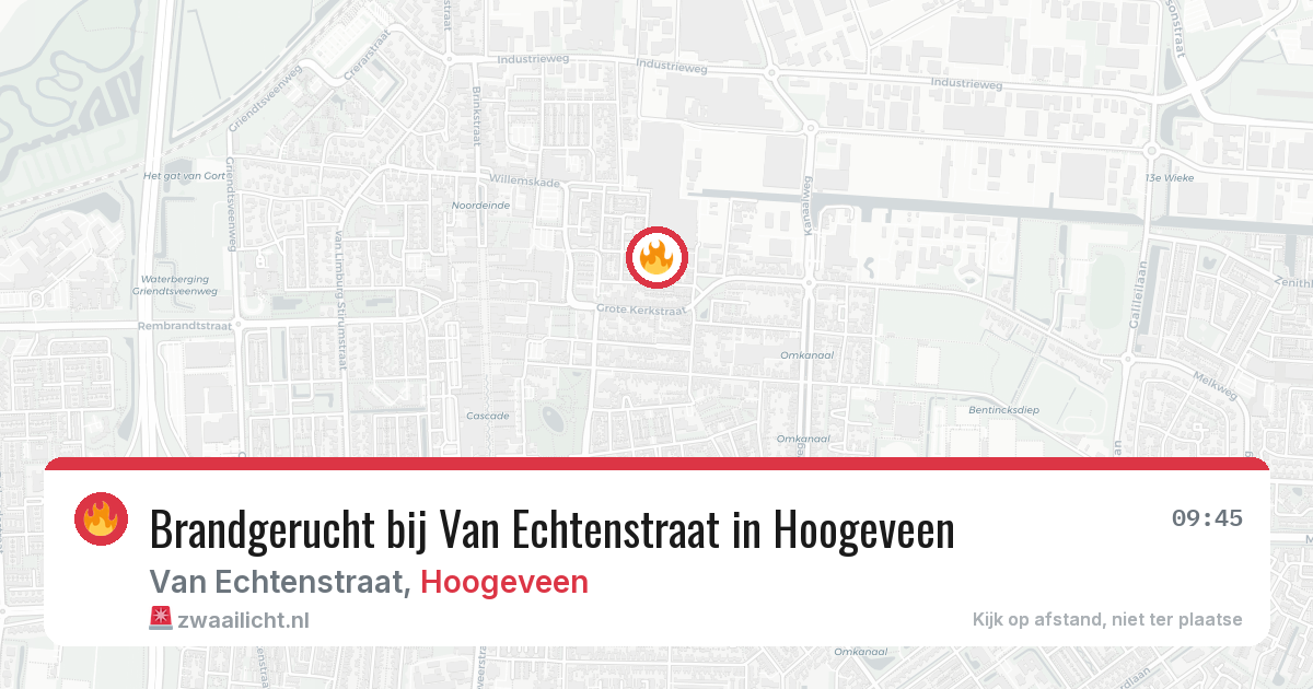 Brandgerucht bij Van Echtenstraat in Hoogeveen — 9 mei 2026