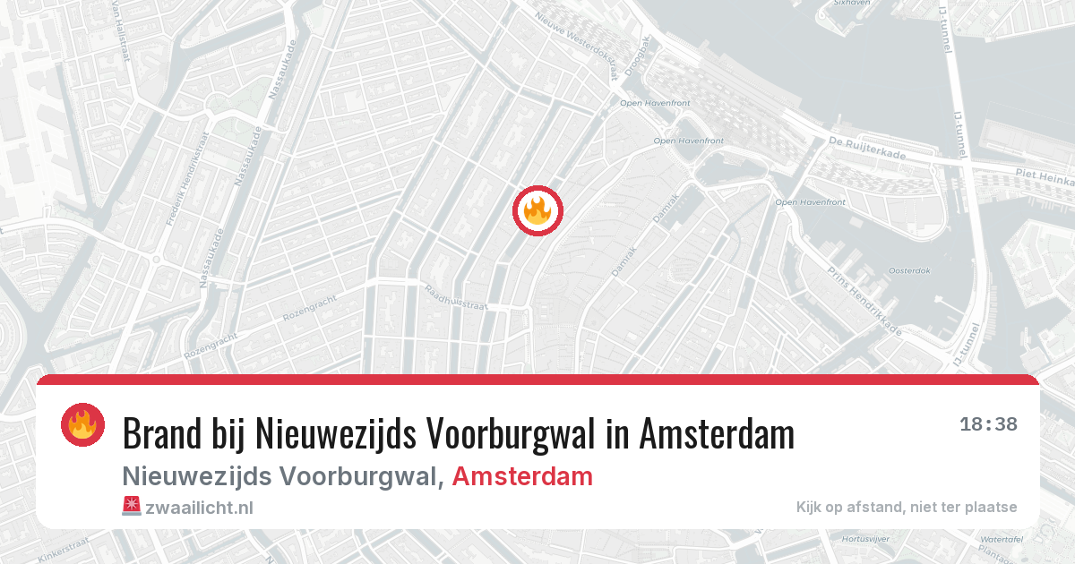 Brand bij Nieuwezijds Voorburgwal in Amsterdam — 12 aug 2026
