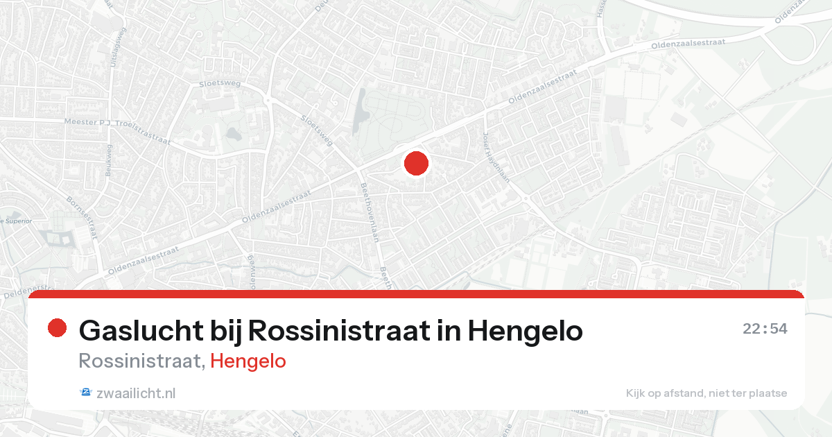 Gaslucht bij Rossinistraat in Hengelo — 22 aug 2026