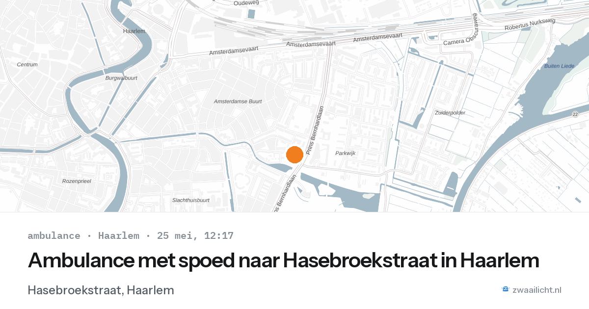 Ambulance met spoed naar Hasebroekstraat in Haarlem — 25 mei 2026