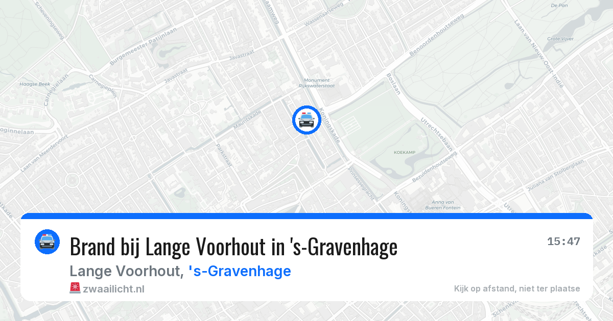 Brand bij Lange Voorhout in 's-Gravenhage — 11 jul 2026