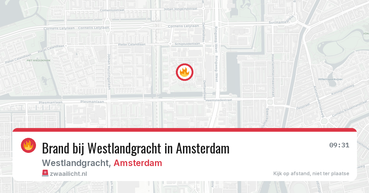 Brand bij Westlandgracht in Amsterdam — 22 mei 2026