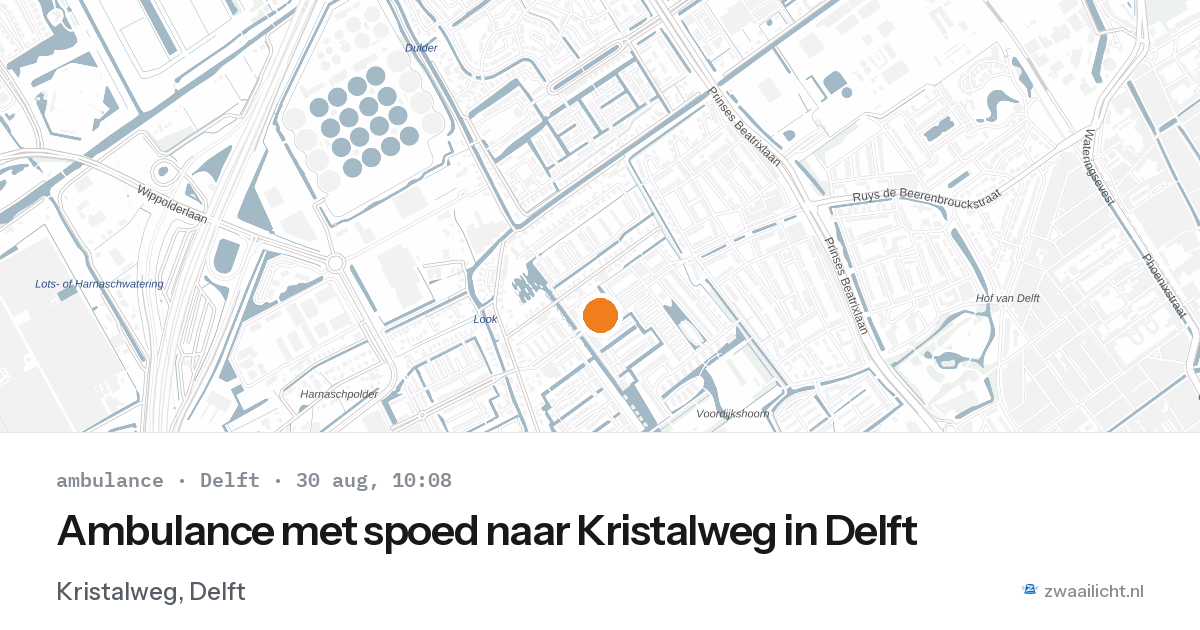 Ambulance met spoed naar Kristalweg in Delft — 30 aug 2026