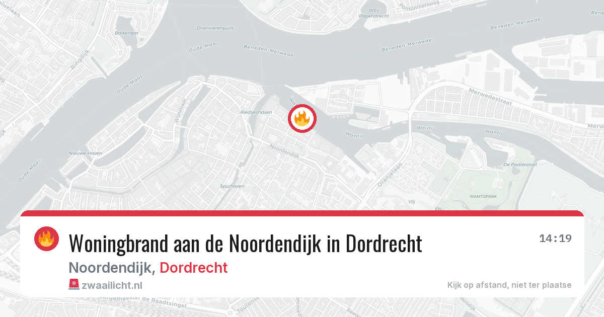 Woningbrand aan de Noordendijk in Dordrecht — 21 apr 2026