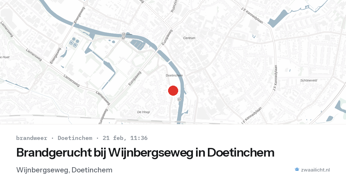 Brandgerucht bij Wijnbergseweg in Doetinchem — 21 feb 2026