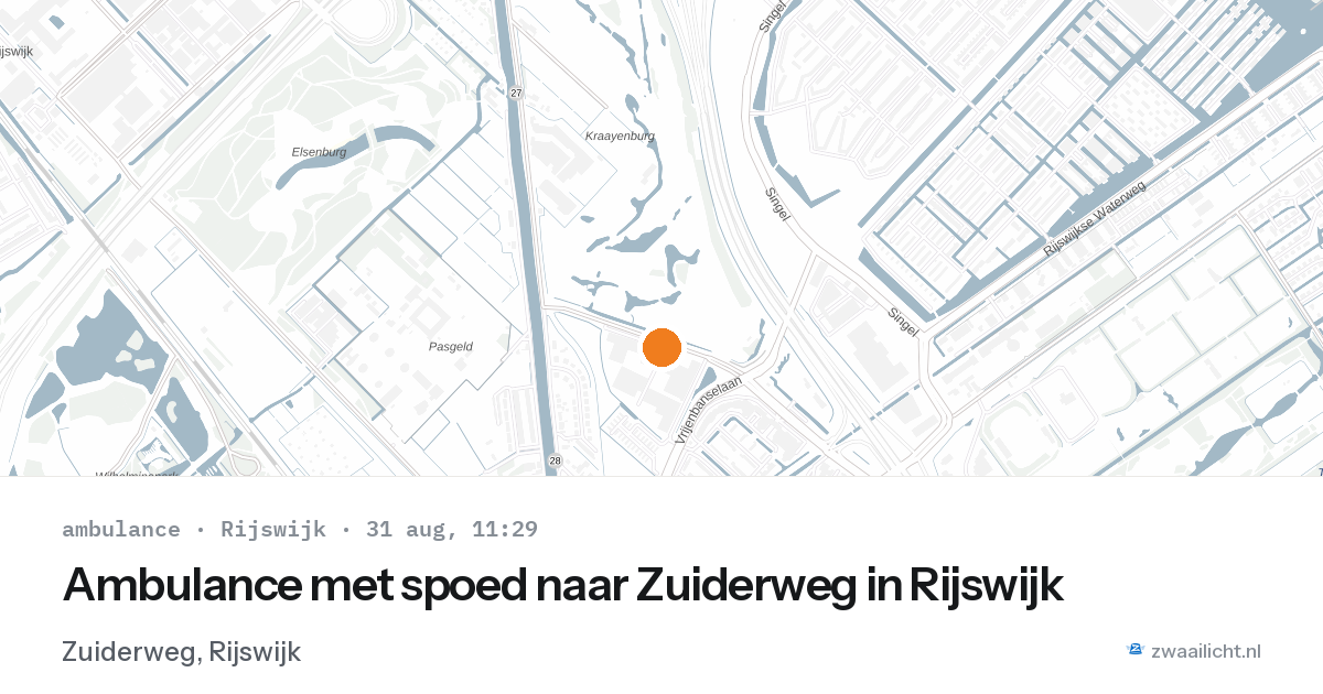 Ambulance met spoed naar Zuiderweg in Rijswijk — 31 aug 2026