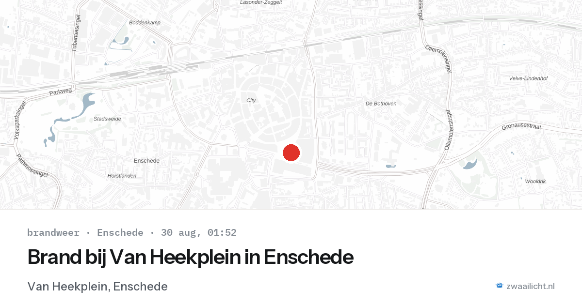 Brand bij Van Heekplein in Enschede — 29 aug 2026