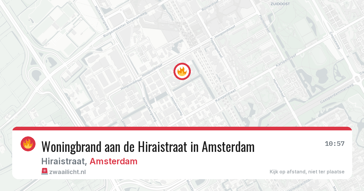 Woningbrand aan de Hiraistraat in Amsterdam — 11 aug 2026