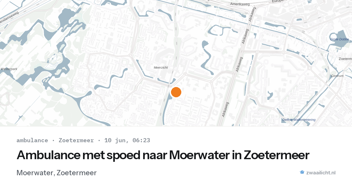 Ambulance met spoed naar Moerwater in Zoetermeer — 10 jun 2026