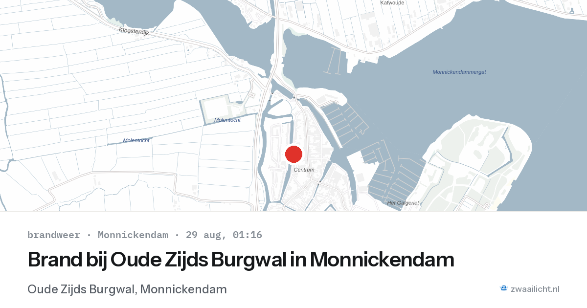 Brand bij Oude Zijds Burgwal in Monnickendam — 28 aug 2026