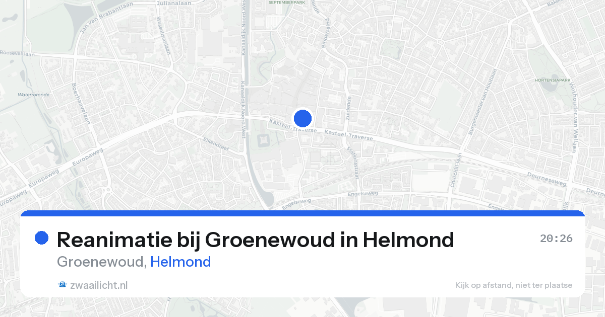 Reanimatie bij Groenewoud in Helmond — 20 aug 2026
