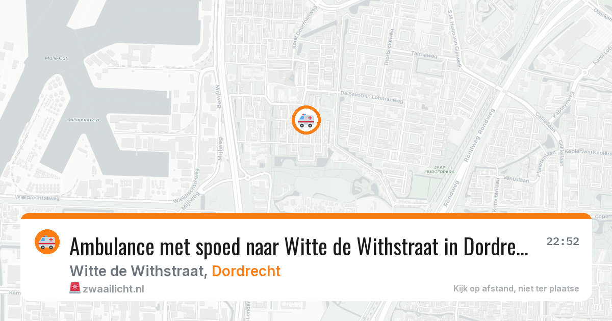 Ambulance met spoed naar Witte de Withstraat in Dordrecht — 9 jul 2026