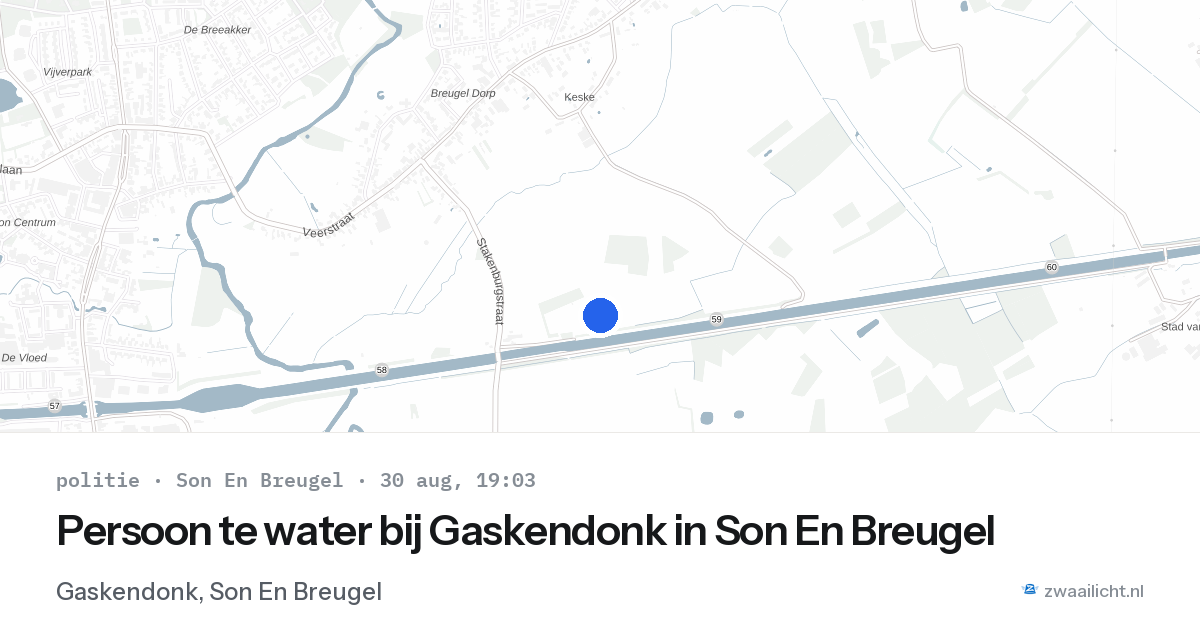 Persoon te water bij Gaskendonk in Son En Breugel — 30 aug 2026