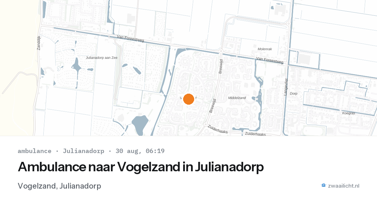 Ambulance naar Vogelzand in Julianadorp — 30 aug 2026