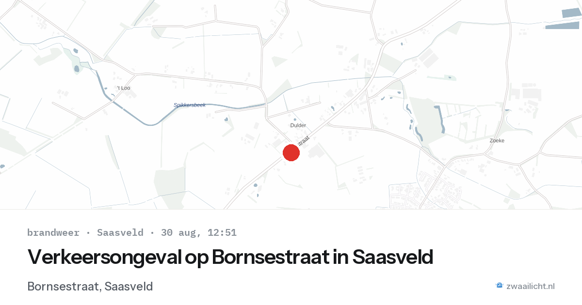 Verkeersongeval op Bornsestraat in Saasveld — 30 aug 2026