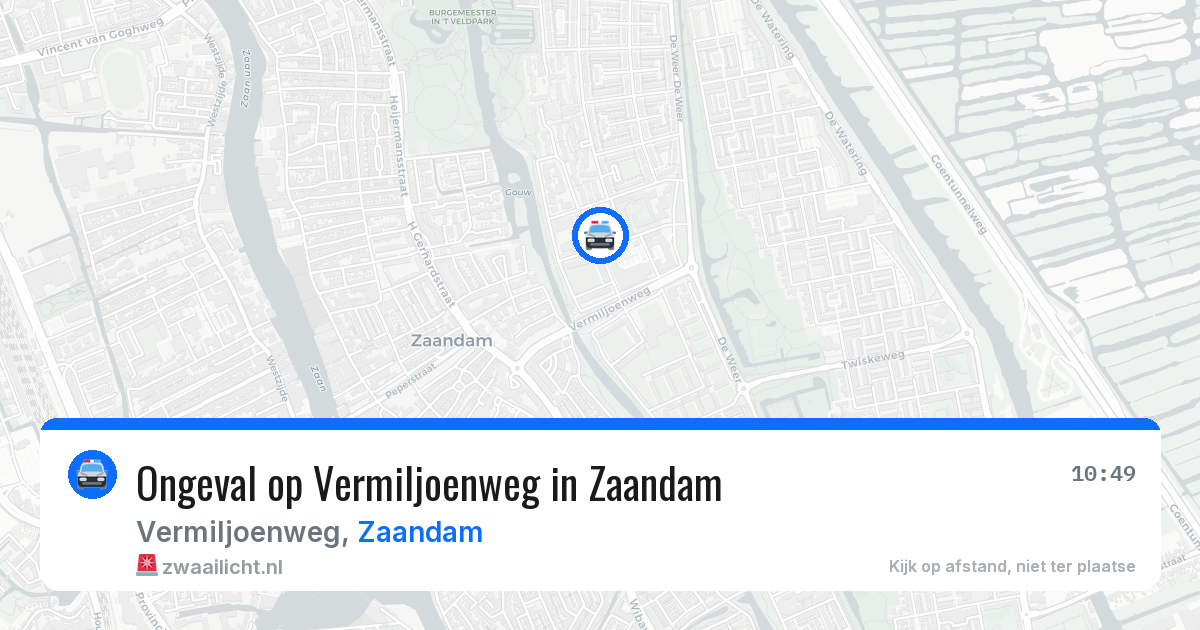 Ongeval op Vermiljoenweg in Zaandam — 13 aug 2026